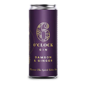 6 O'Clock Gin - Damson & Ginger Can, 250ml | Pack of 12