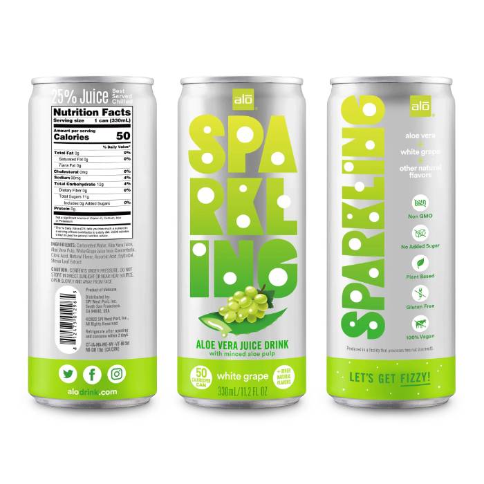 ALO - White Grape Sparkling Juices, 330ml - Back