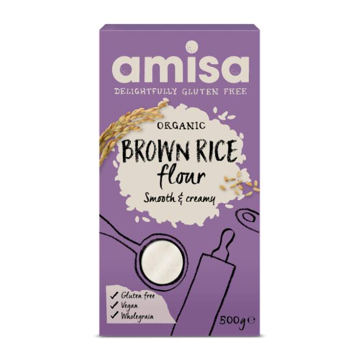 Amisa - Organic Fine Milled Brown Rice Flour GF, 500g - Pack of 6
