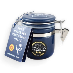 Anglesey Sea Salt - Halen Mon Blue Ceramic Jar with Pure Sea Salt, 15g | Pack of 12