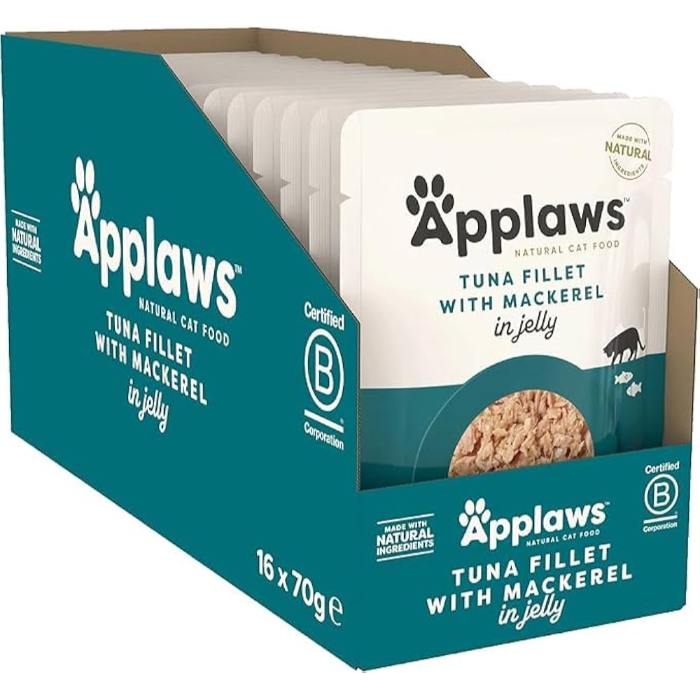 Applaws - Natural Wet Cat Food Tuna Fillet in Jelly Pouch - Pack of 16