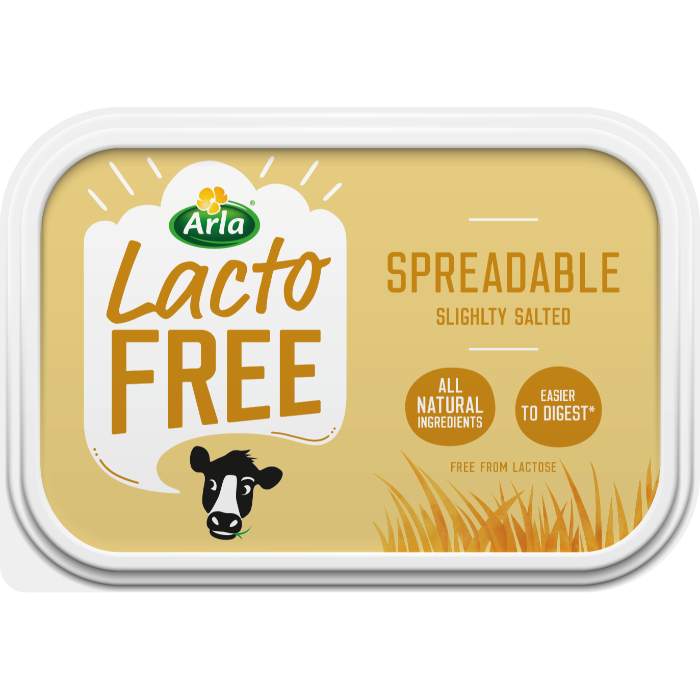 Arla - LactoFree Spreadable Slightly Salted Butter, 250g  Pack of 16