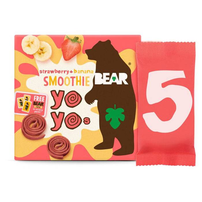 BEAR - Strawberry & Banana Smoothie Fruit Yoyos, 5x20g - Pack of 6