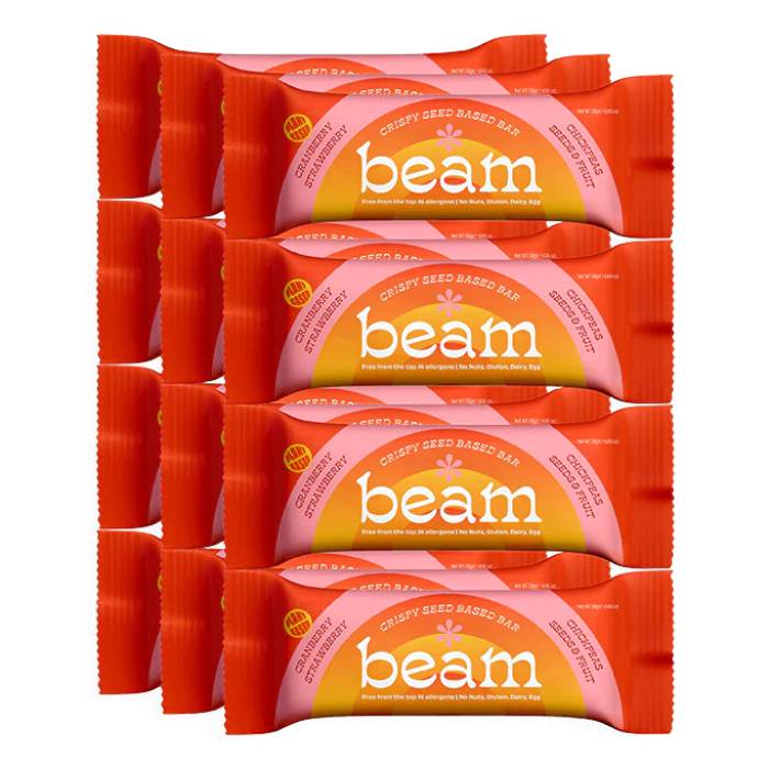Beam - Crispy Puff Seed Based Bar Cranberry Strawberry, 30g  Pack of 12