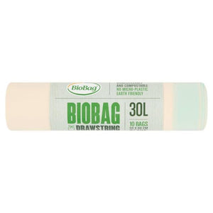 Bio Bag - Compostable Bin Line Drawstring 30ltr, 10 Packs