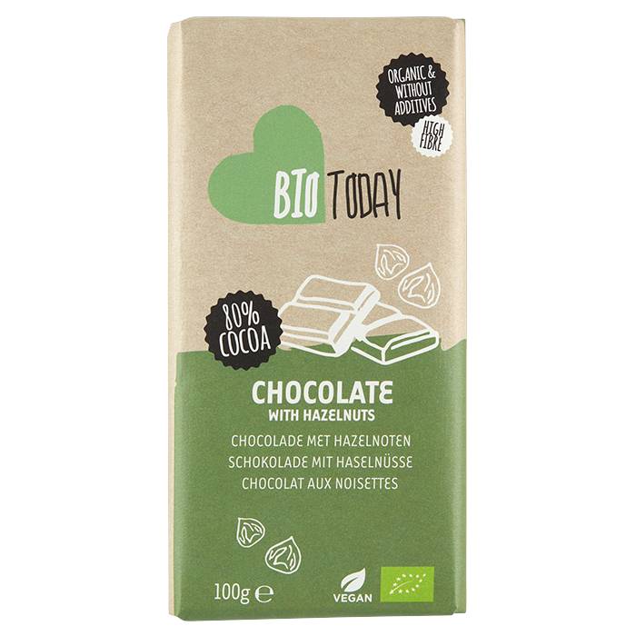 Bio Today - Chocolate with Hazelnuts, 100g  Pack of 12
