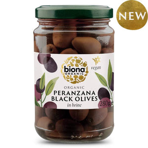 Biona - Black Whole Peranzana Olives in Brine Organic, 280g