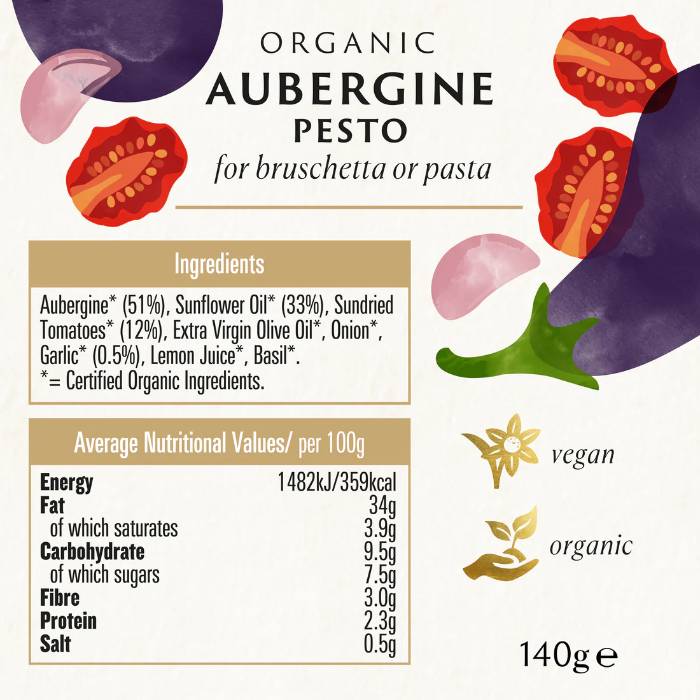 Biona - Organic Aubergine Pesto, 140g - Back