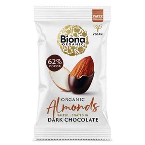 Biona - Organic Dark Chocolate Roasted Almonds, 30g | Pack of 10