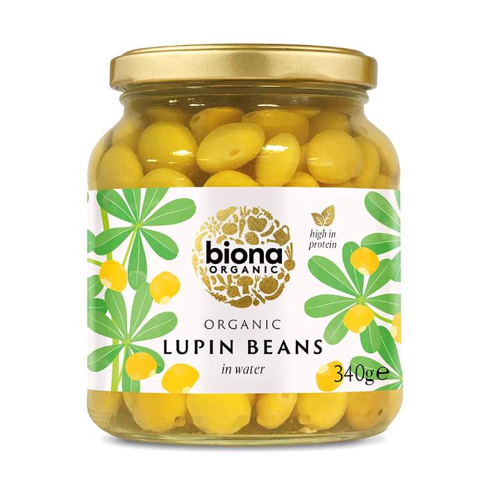 Biona - Organic Lupin Beans in a Glass Jar, 340g - Pack of 6