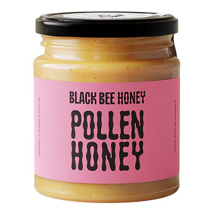 Black Bee Honey - British Honey & Pollen, 227g  Pack of 6
