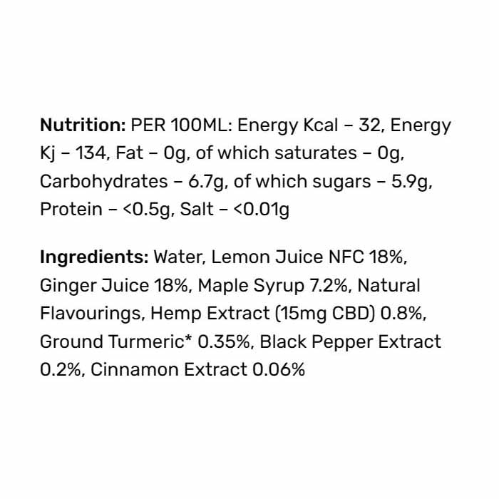 Bumblezest - Fire & Fortify Ginger Tumeric & 15mg CBD, 60ml - back