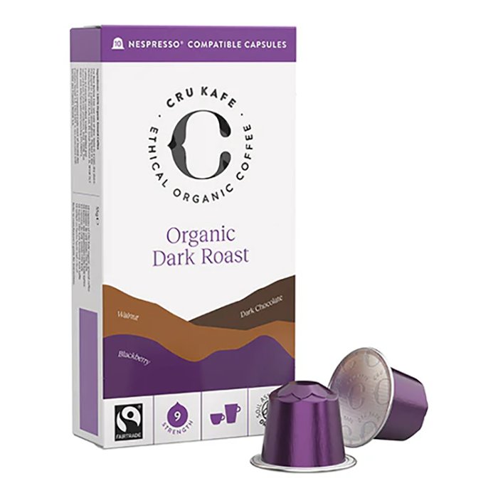 CRU Kafe Ltd - Organic FairTrade Coffee Pods Dark Roast, 78.8g  Pack of 8