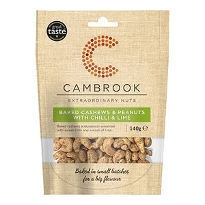 Cambrook - Baked Cashews & Peanuts With Chilli & Lime, 140g - Pack of 10