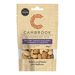 Cambrook - Hickory Smoke Seasoned Almonds & Cashews, 80g - Pack of 9