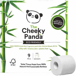 Cheeky Panda - Toilet Tissue Plastic Free, 9 Rolls | Multiple Options