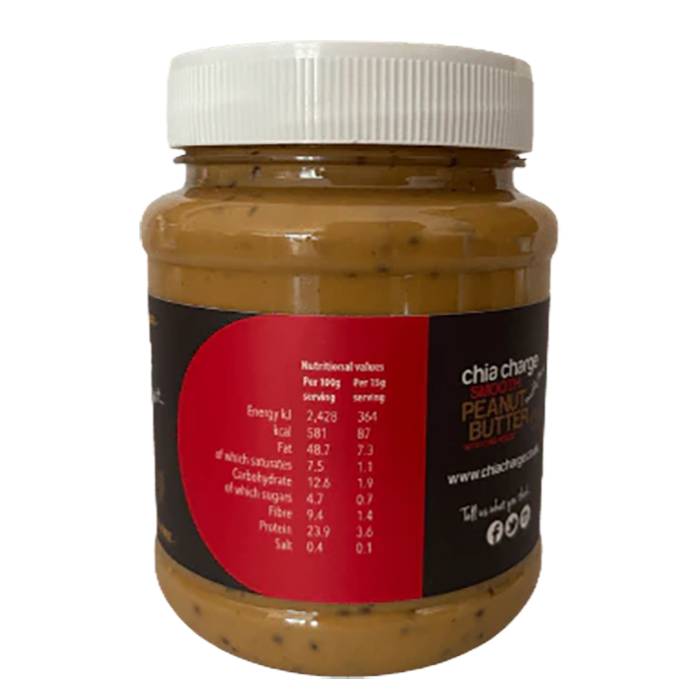 Chia Charge - Choc Peanut Butter Smooth + Chia Seeds, 340g - Back