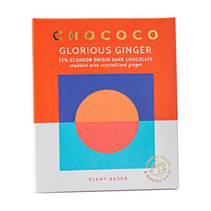 Chococo - 72% 'Glorious Ginger' Dark Chocolate Bar, 75g | Pack of 12