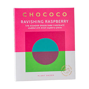 Chococo - 72% 'Ravishing Raspberry' Dark Chocolate Bar, 75g | Pack of 12