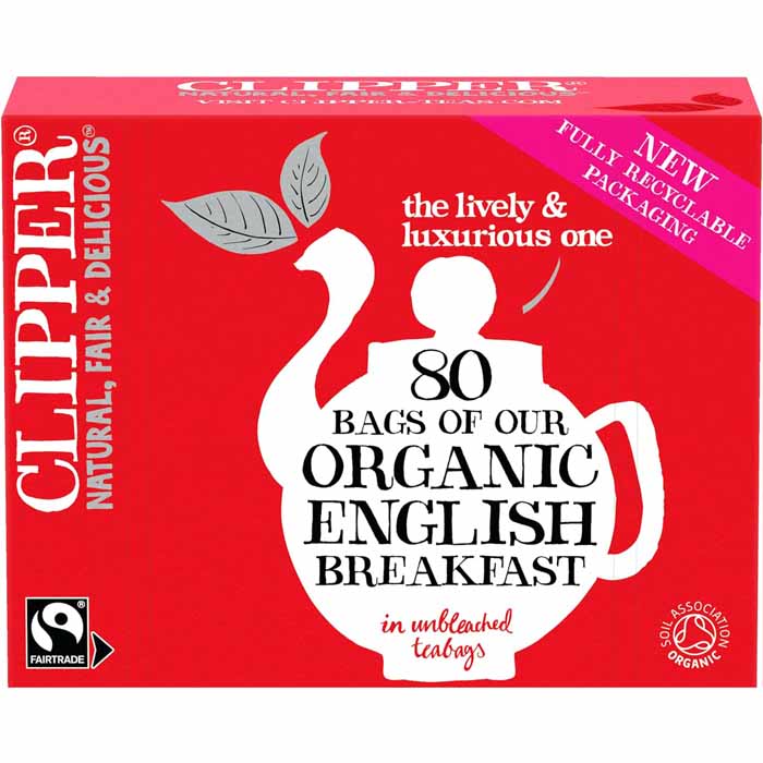 Clipper - Fairtrade Org English Breakfast Tea Bags, 80 Bags