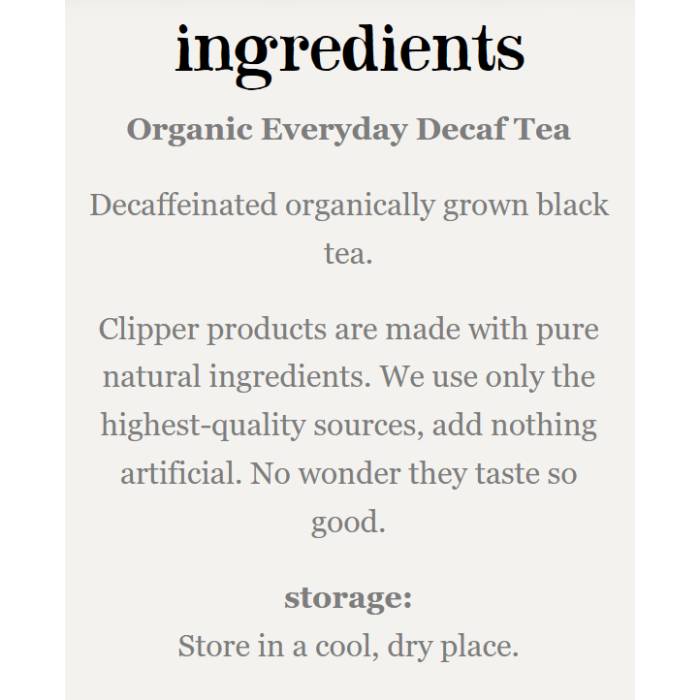 Clipper - Fairtrade Organic Decaf Everyday Tea, 250 Bags - Back