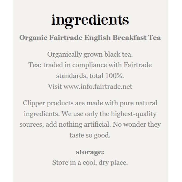 Clipper - Fairtrade Organic Special English Breakfast Tea, 250 Bags - Back