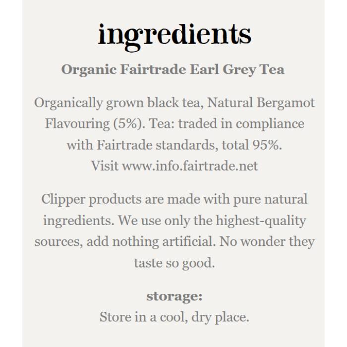 Clipper - Fairtrade Organic Speciality Earl Grey Tea, 250 Bags - Back