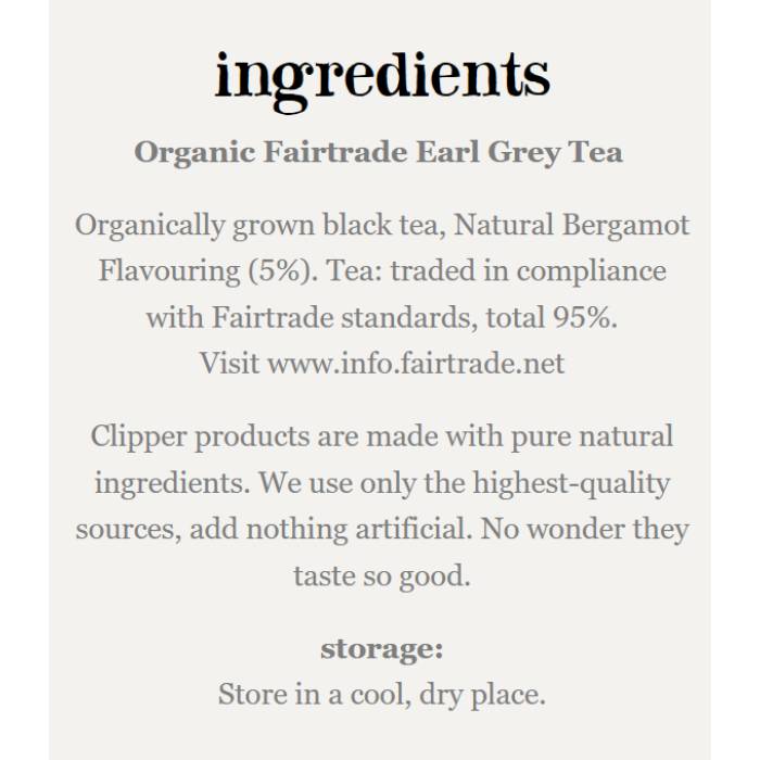 Clipper - Fairtrade Organic Speciality Earl Grey Tea, 250 Bags - Back