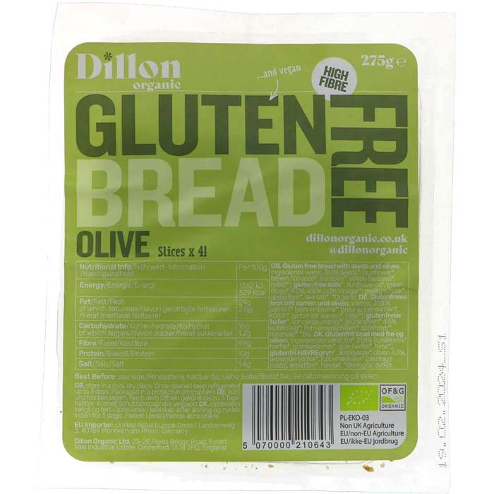 Dillon Organic - Organic Flax Keto Bread Olive Sliced Gluten-Free, 275g