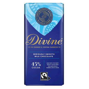 Divine - Cocoa 45% Milk Chocolate Bar, 90g | Pack of 15