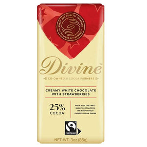 Divine - White Chocolate with Strawberries, 90g | Pack of 15