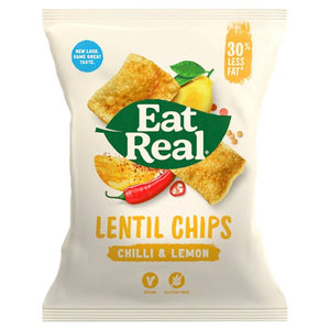 Eat Real - Lentil Chip Chilli & Lemon, 40g | Pack of 18