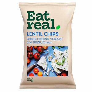 Eat Real - Lentil Chips Greek Cheese & Tomato, 95g | Pack of 10