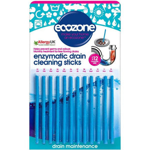 Ecozone - Enzymatic 12 Drain Cleaning Sticks Fragrance Free, 1 Pack