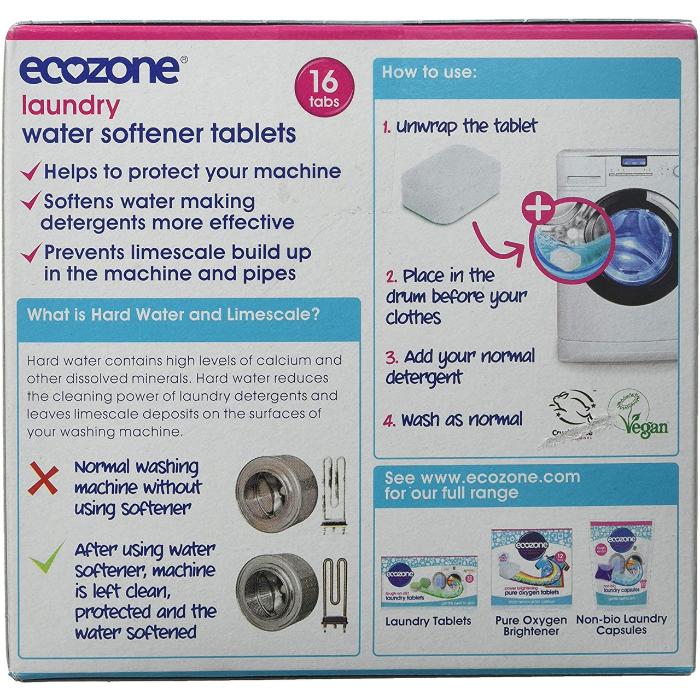 Ecozone - Laundry Water Softener Tablets, 32 Tabs - back