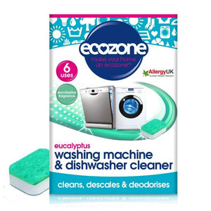 Ecozone - Organic Washing Machine DishWasher Descaler Eucalyptus, 6 Tabs