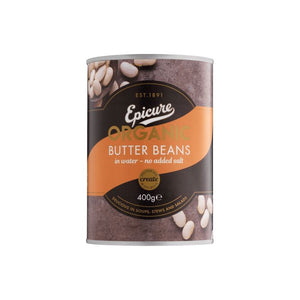 Epicure - Organic Butter Beans In Water, 400g | Pack of 6