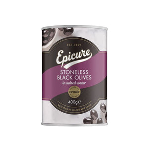 Epicure - Stoneless Black Olives, 400g | Pack of 12