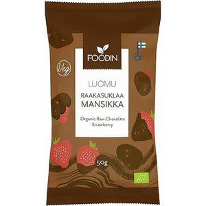 Foodin - Organic Raw White Chocolate Raspberry, 50g | Pack of 8