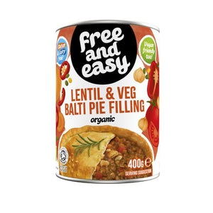 Free & Easy - Organic Lentil & Veg Balti Pie Filling, 400g | Pack of 6