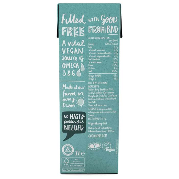 Good Hemp - Creamy Hemp Seed Drink, 1L - back