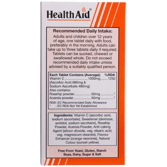 HealthAid - Vitamin C - Prolonged Release - Back