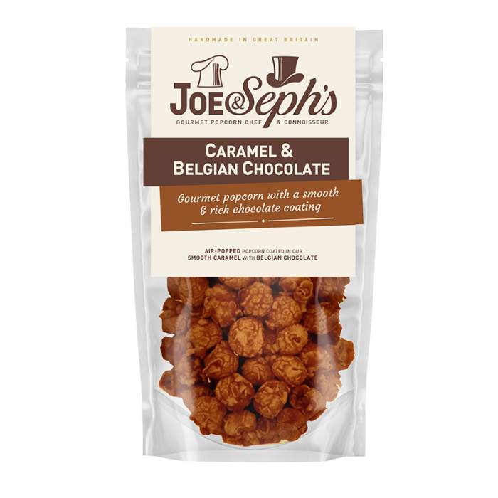 Joe & Seph’s - Caramel With Belgian Chocolate Popcorn, 80g  Pack of 16