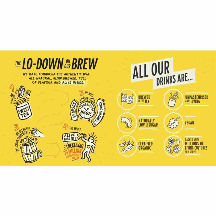 Lo Bros - Organic Kombucha Seasonal Special Rhubarb & Apple, 330ml - back