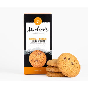 Macleans Highland Bakery - Chocolate & Ginger Luxury Biscuits, 150g | Pack of 12