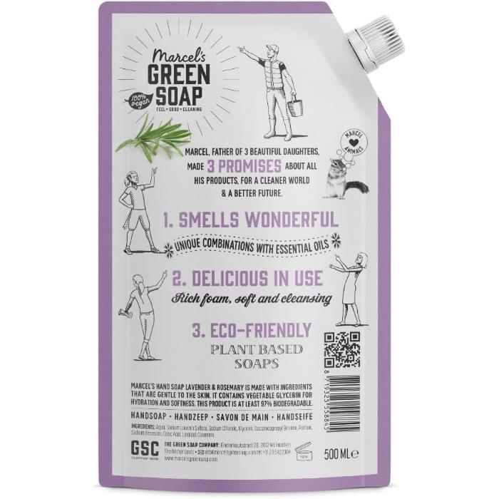 Marcels Green Soap - Lavender Rosemary Handsoap, Refill 500ml - back