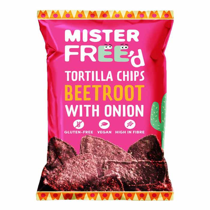 Mister Free'D - Tortilla Chips - Beetroot & Onion, 135g Pack of 12