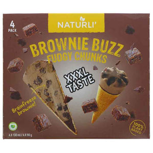 Naturli - Brownie Buzz Ice Cream Cones (x4), 200g