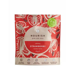 Nourish - Grow, Cook, Enjoy - strawberry Coconut Bites, 40g | Pack of 10