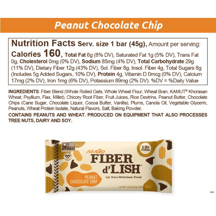 NuGo - Fiber d’Lish Chocolate, 45g  Pack of 16  - Back
